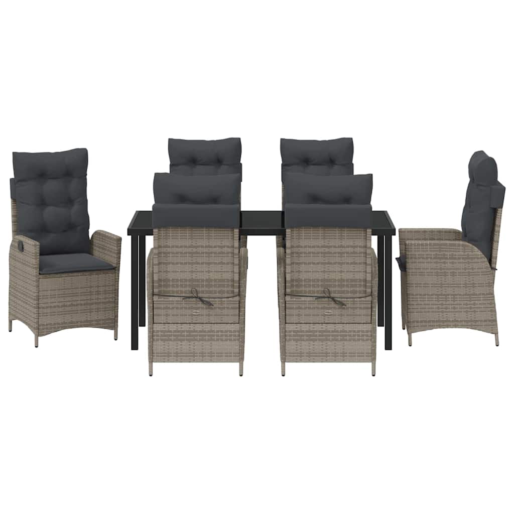Set da Pranzo per Giardino 7 pcs Grigio polyrattan - homemem39