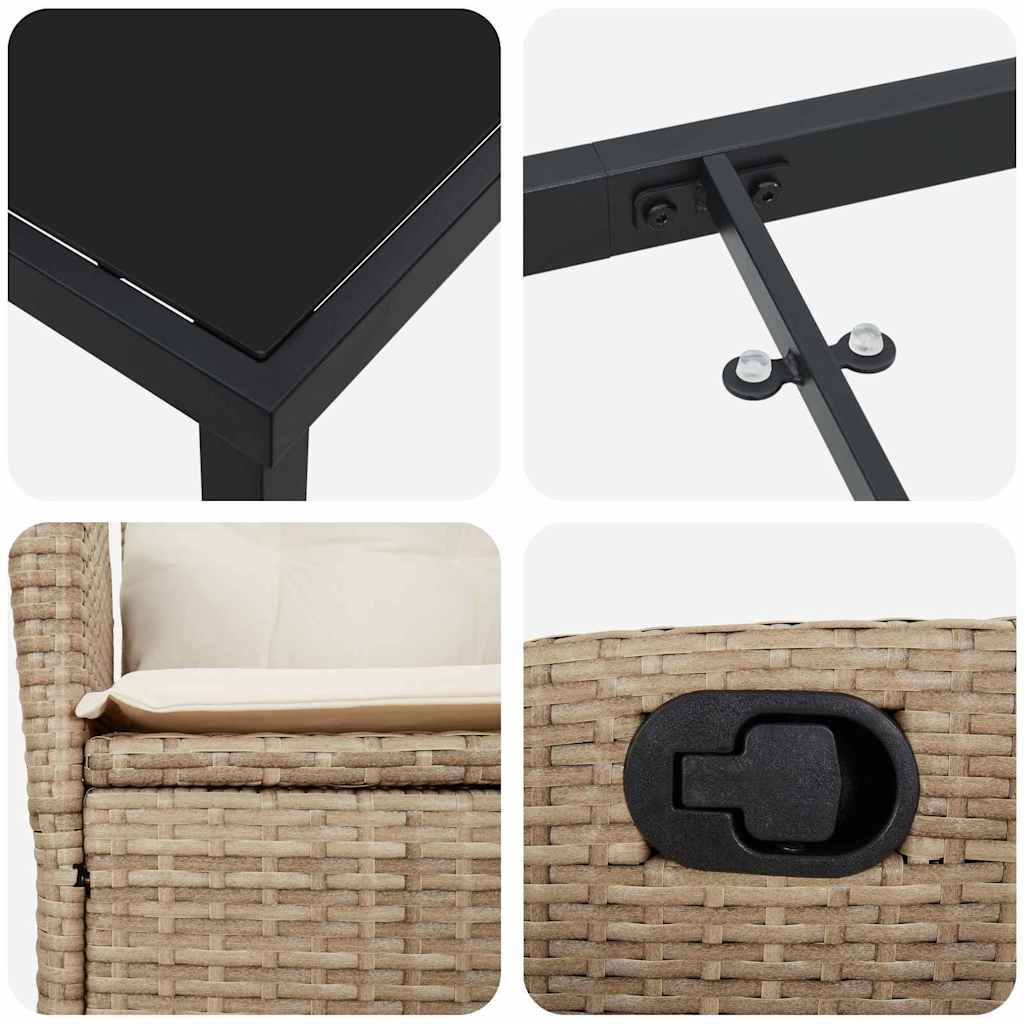 Set da Pranzo per Giardino 3 pcs Beige polyrattan - homemem39