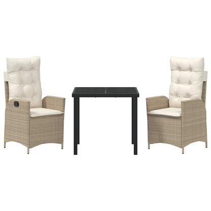 Set da Pranzo per Giardino 3 pcs Beige polyrattan - homemem39