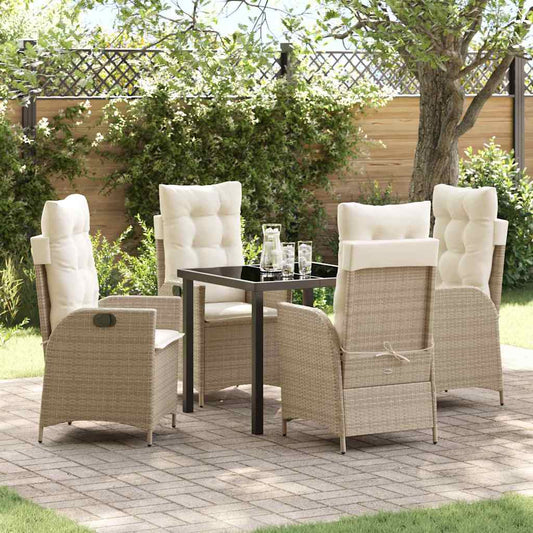 Set da Pranzo per Giardino 5 pcs Beige polyrattan - homemem39