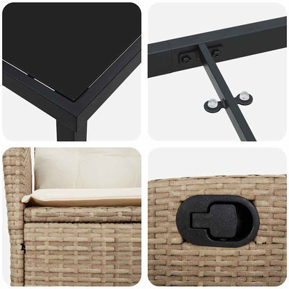 Set da Pranzo per Giardino 5 pcs Beige polyrattan - homemem39