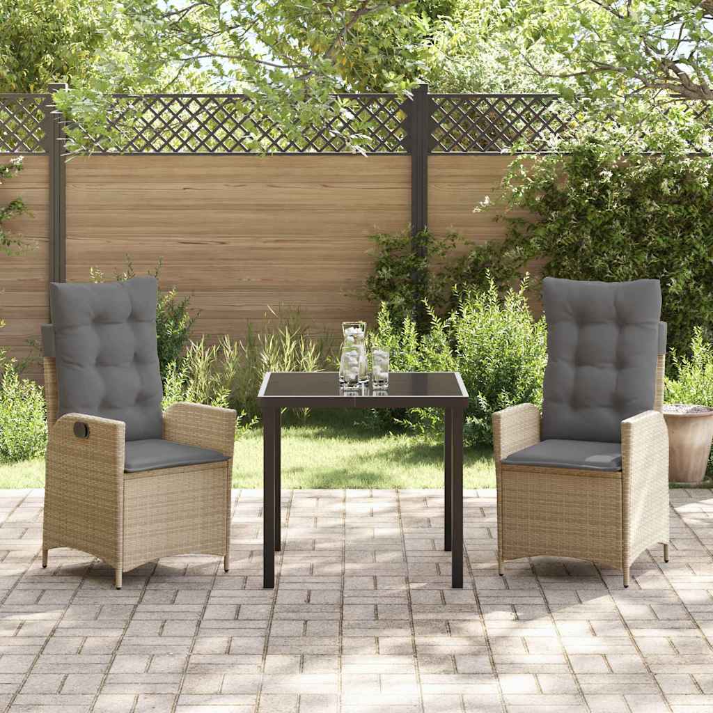 Set da Pranzo per Giardino 3 pcs Beige polyrattan - homemem39