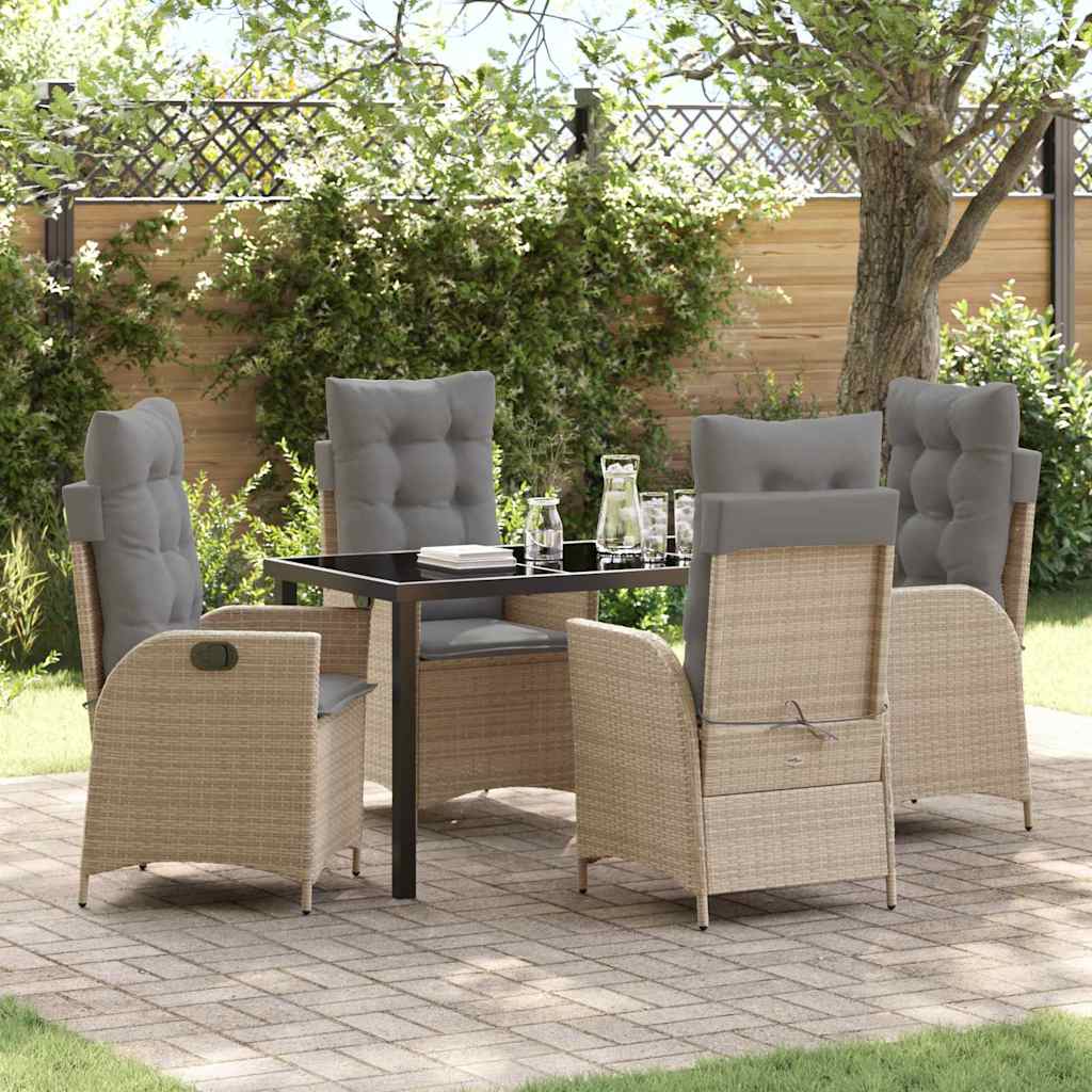Set da Pranzo per Giardino 5 pcs Beige polyrattan - homemem39