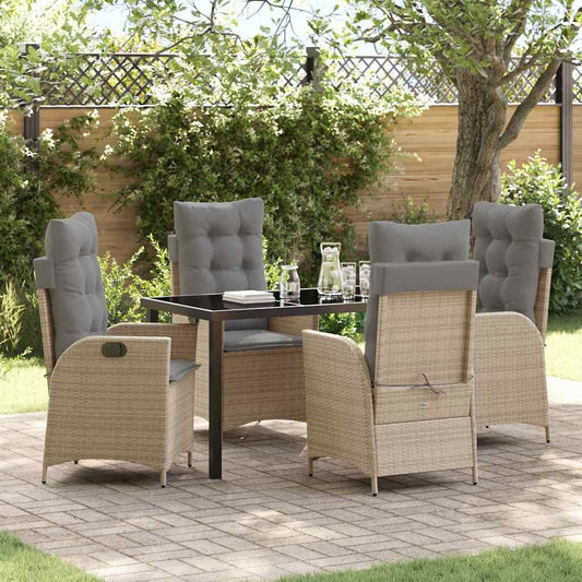 Set da Pranzo per Giardino 5 pcs Beige polyrattan - homemem39