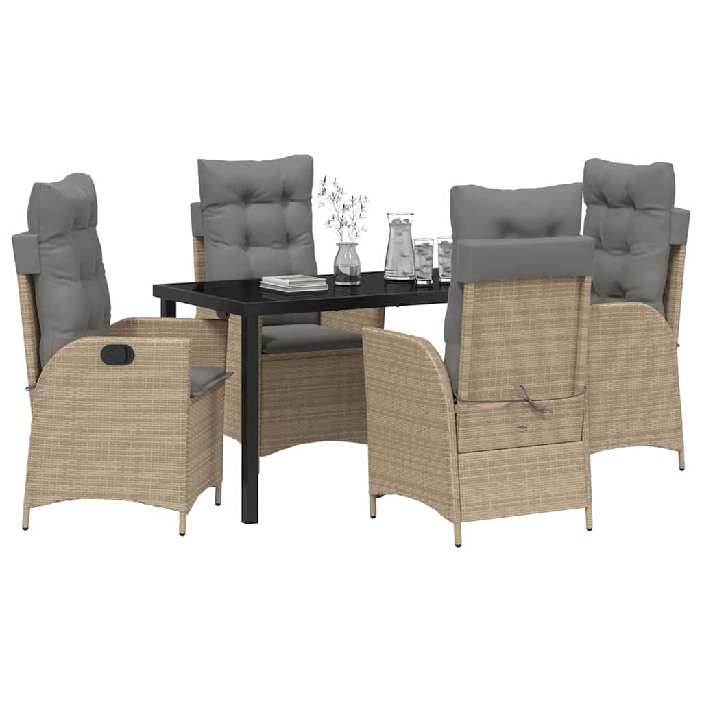 Set da Pranzo per Giardino 5 pcs Beige polyrattan - homemem39