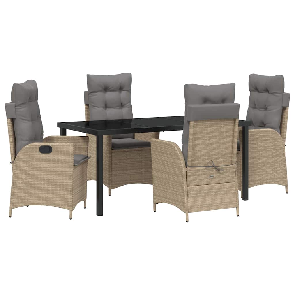Set da Pranzo per Giardino 5 pcs Beige polyrattan - homemem39