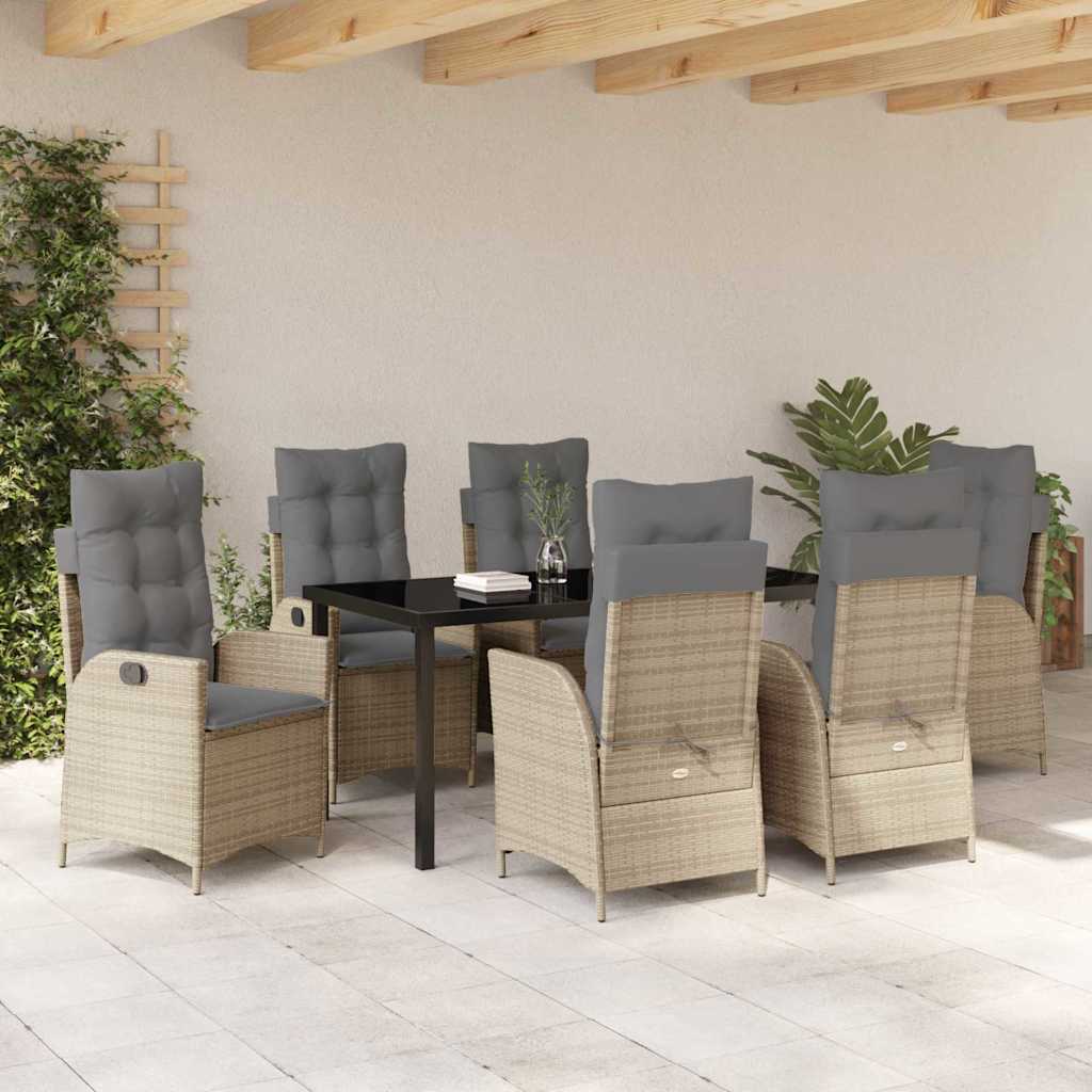 Set da Pranzo per Giardino 7 pcs Beige polyrattan - homemem39