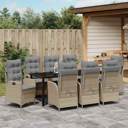 Set da Pranzo per Giardino con cuscino 9 pcs Beige polyrattan | homemem39