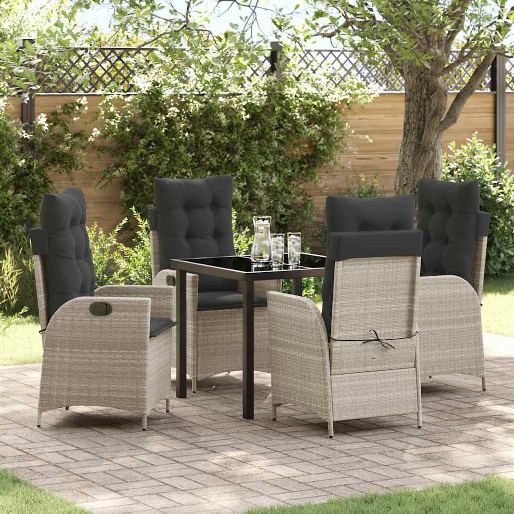 Set da Pranzo per Giardino 5 pcs Grigio chiaro polyrattan - homemem39