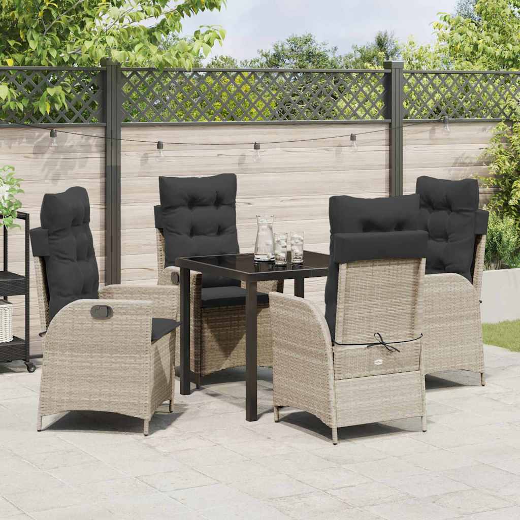 Set da Pranzo per Giardino 5 pcs Grigio chiaro polyrattan - homemem39
