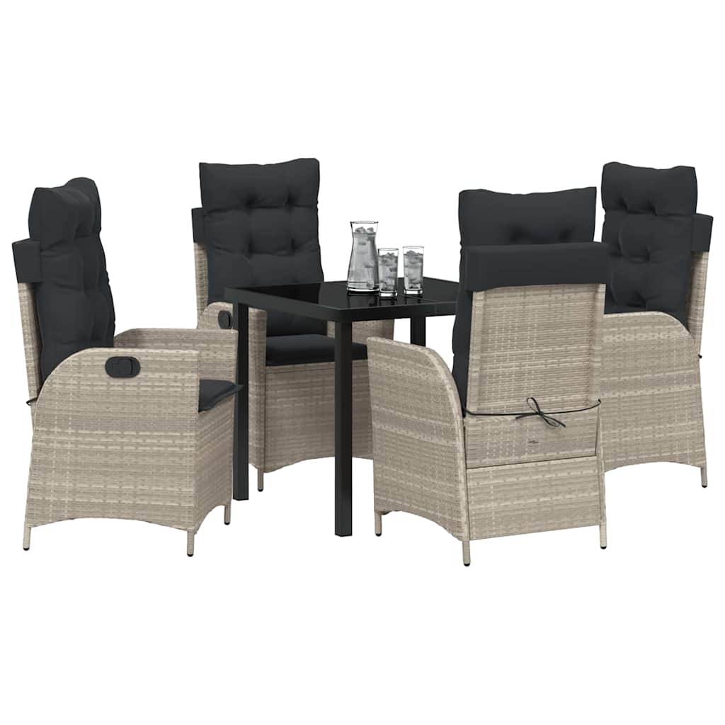 Set da Pranzo per Giardino 5 pcs Grigio chiaro polyrattan - homemem39