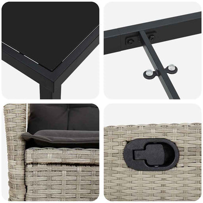 Set da Pranzo per Giardino 5 pcs Grigio chiaro polyrattan - homemem39