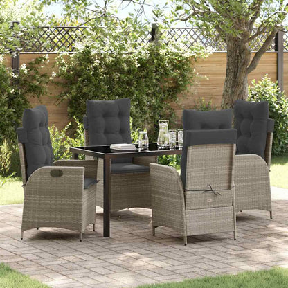 Set da Pranzo per Giardino 5 pcs Grigio chiaro polyrattan - homemem39