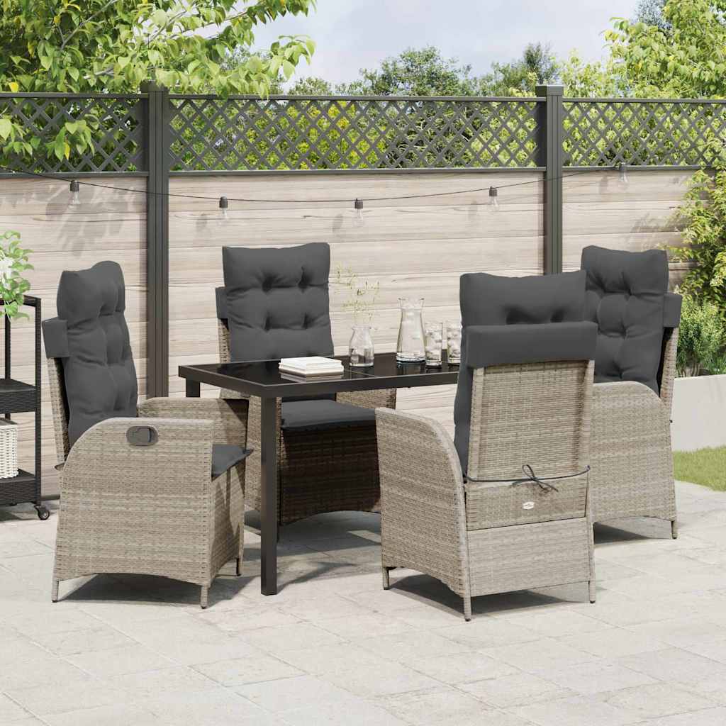 Set da Pranzo per Giardino 5 pcs Grigio chiaro polyrattan - homemem39
