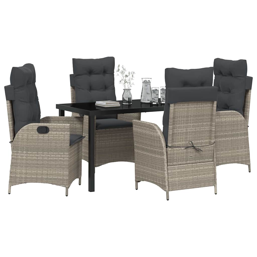 Set da Pranzo per Giardino 5 pcs Grigio chiaro polyrattan - homemem39