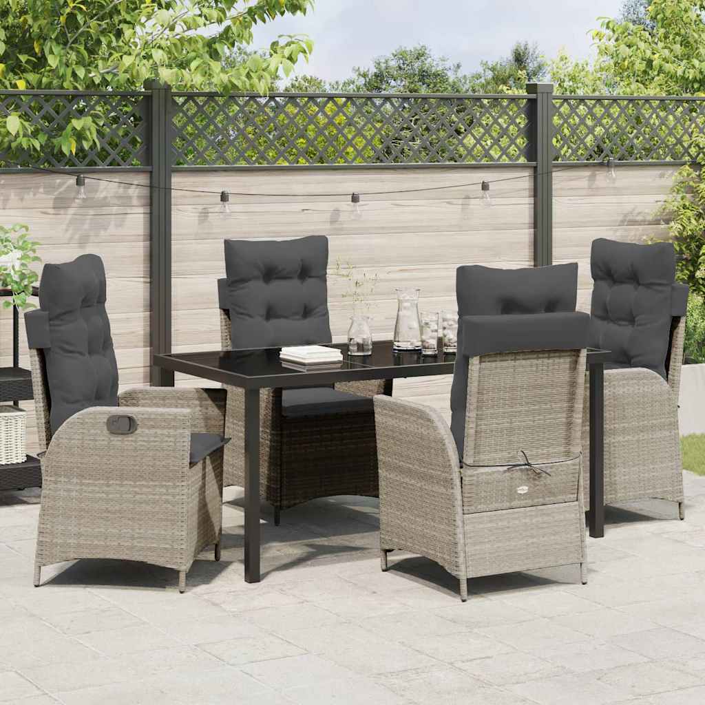 Set da Pranzo per Giardino 5 pcs Grigio chiaro polyrattan - homemem39