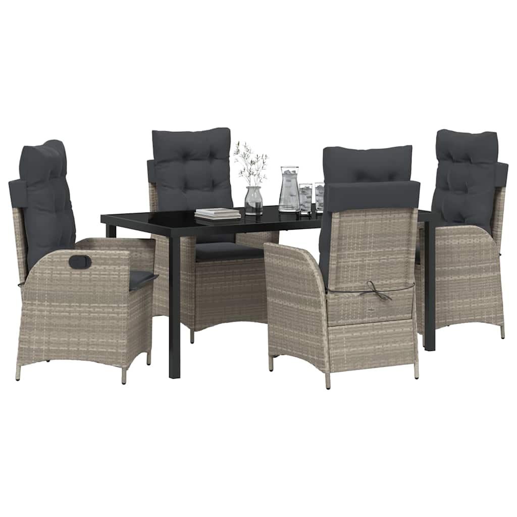 Set da Pranzo per Giardino 5 pcs Grigio chiaro polyrattan - homemem39