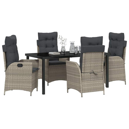 Set da Pranzo per Giardino 5 pcs Grigio chiaro polyrattan - homemem39
