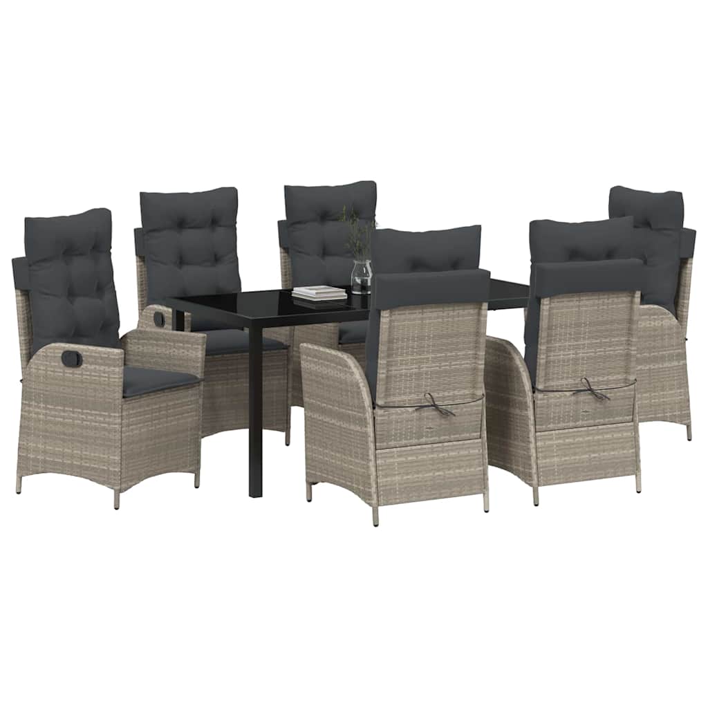 Set da Pranzo per Giardino 7 pcs Grigio chiaro polyrattan - homemem39