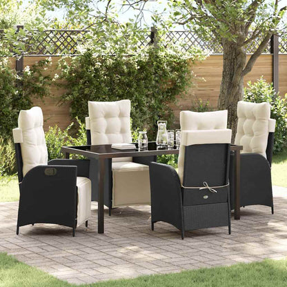 Set da Pranzo per Giardino 5 pcs Nero Poly Rattan - homemem39