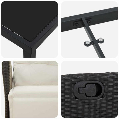 Set da Pranzo per Giardino 7 pcs Nero Poly Rattan - homemem39