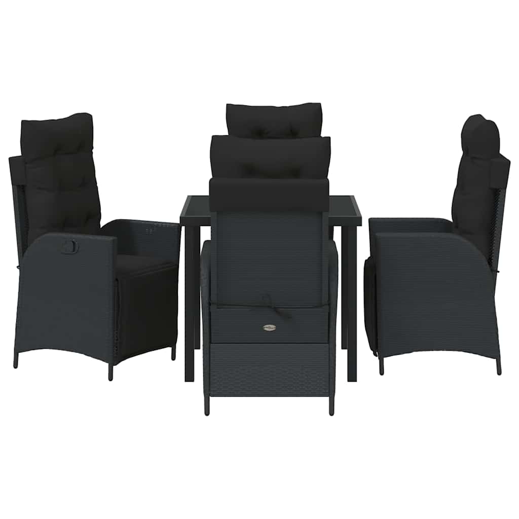 Set da Pranzo per Giardino 5 pcs Nero Poly Rattan - homemem39