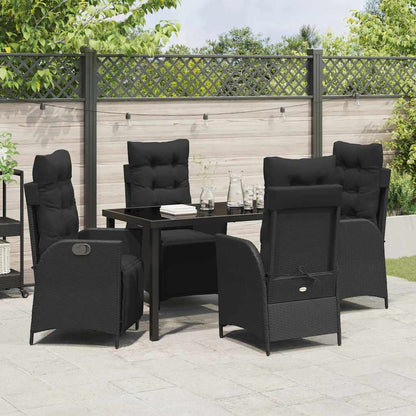 Set da Pranzo per Giardino 5 pcs Nero Poly Rattan - homemem39
