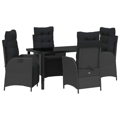 Set da Pranzo per Giardino 5 pcs Nero Poly Rattan - homemem39