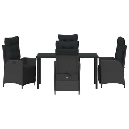 Set da Pranzo per Giardino 5 pcs Nero Poly Rattan - homemem39