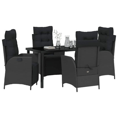 Set da Pranzo per Giardino 5 pcs Nero Poly Rattan - homemem39