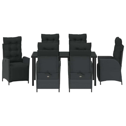 Set da Pranzo per Giardino 7 pcs Nero Poly Rattan - homemem39