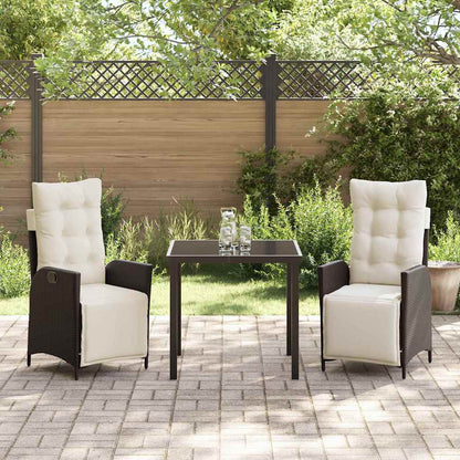 Set da Pranzo per Giardino 3 pcs Marrone Poly Rattan - homemem39