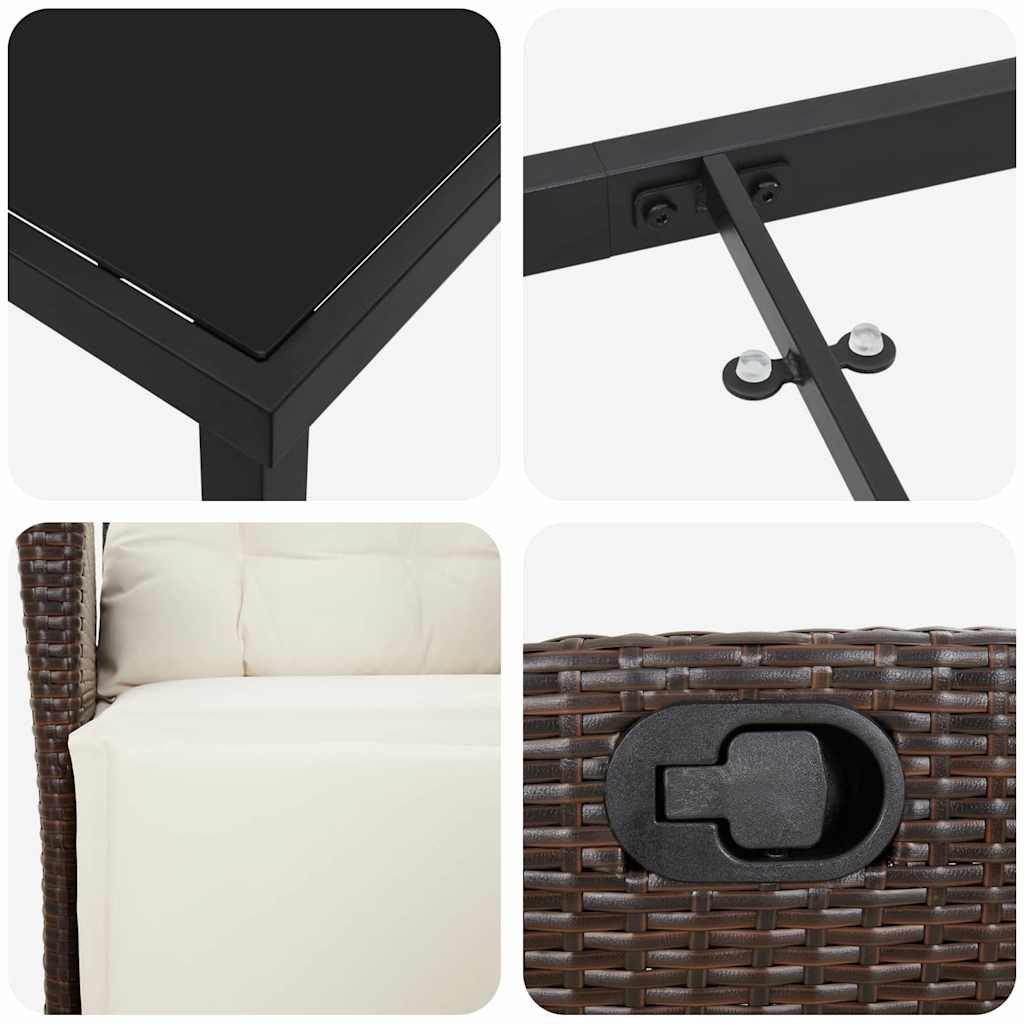 Set da Pranzo per Giardino 5 pcs Marrone Poly Rattan - homemem39