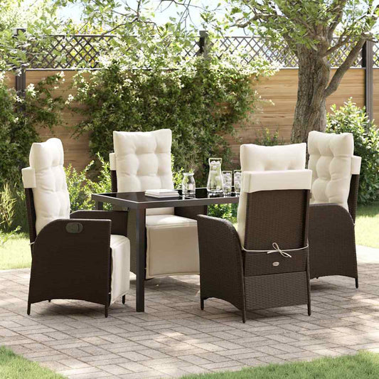 Set da Pranzo per Giardino 5 pcs Marrone Poly Rattan - homemem39
