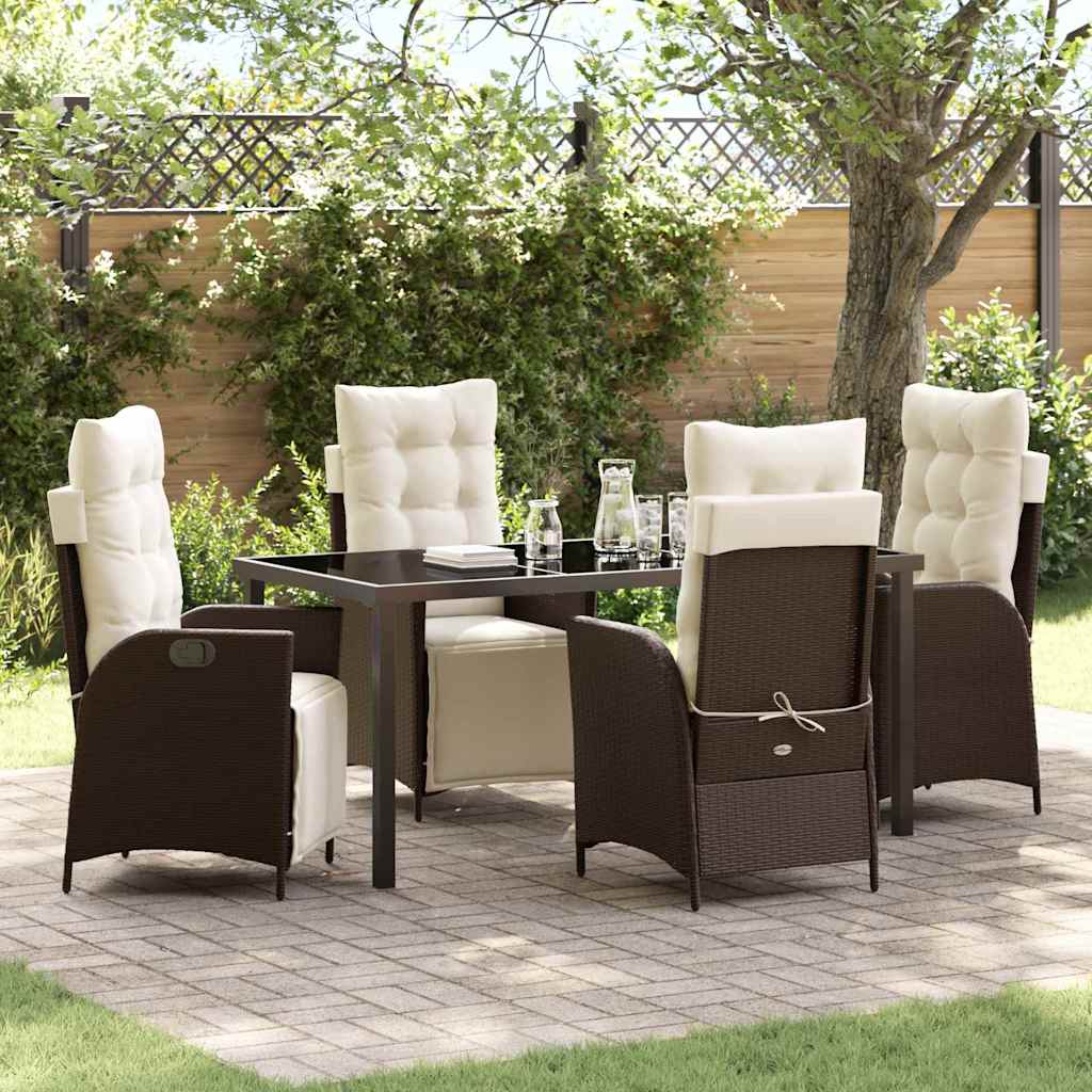 Set da Pranzo per Giardino 5 pcs Marrone Poly Rattan - homemem39