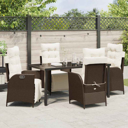 Set da Pranzo per Giardino 5 pcs Marrone Poly Rattan - homemem39