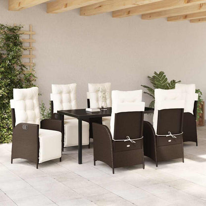 Set da Pranzo per Giardino 7 pcs Marrone Poly Rattan - homemem39