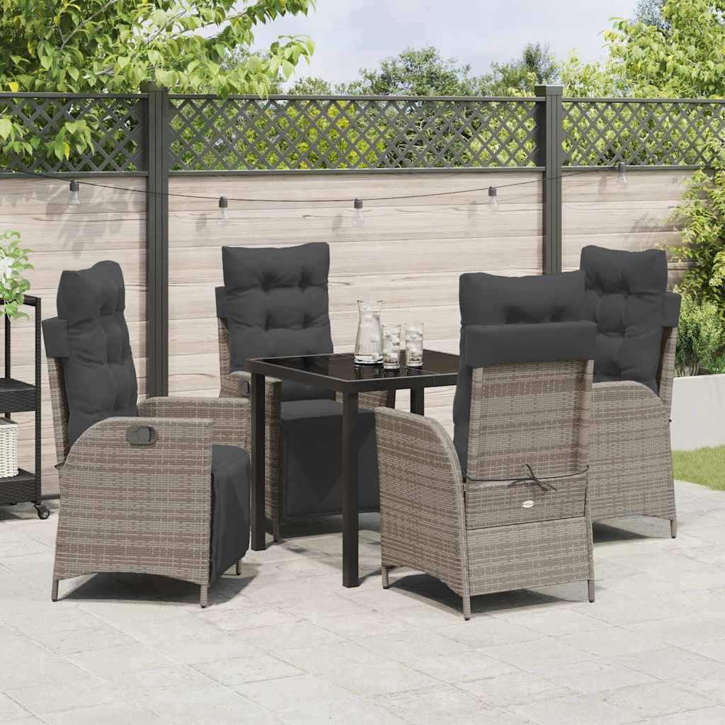 Set da Pranzo per Giardino 5 pcs Grigio Poly Rattan - homemem39