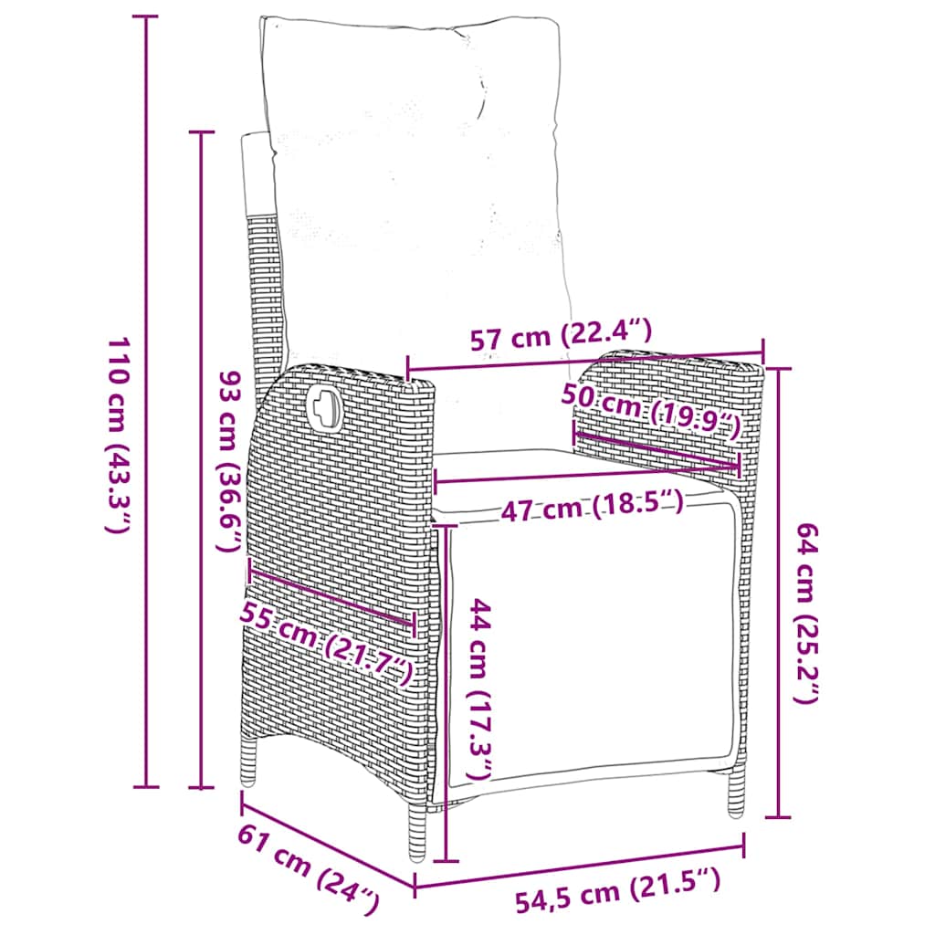 Set da Pranzo per Giardino 5 pcs Grigio Poly Rattan - homemem39