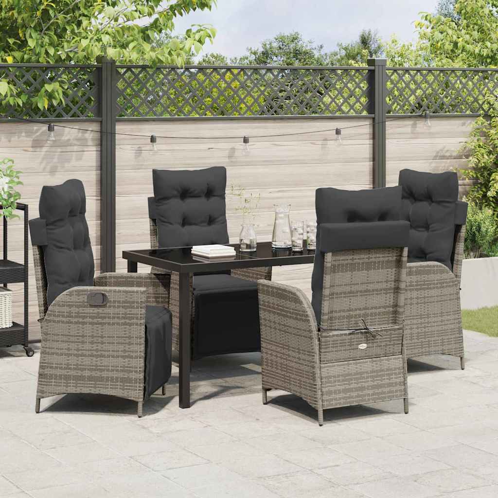 Set da Pranzo per Giardino 5 pcs Grigio Poly Rattan - homemem39