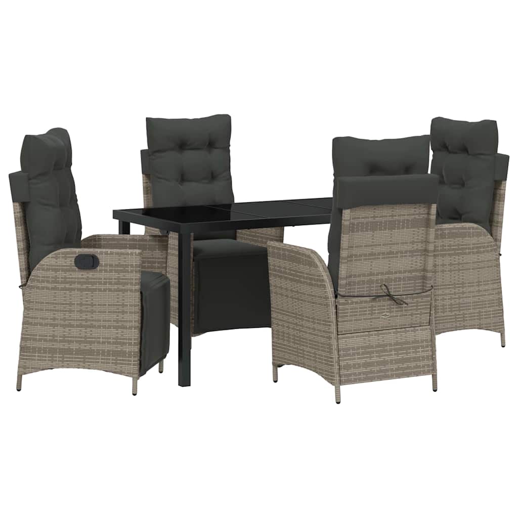 Set da Pranzo per Giardino 5 pcs Grigio Poly Rattan - homemem39