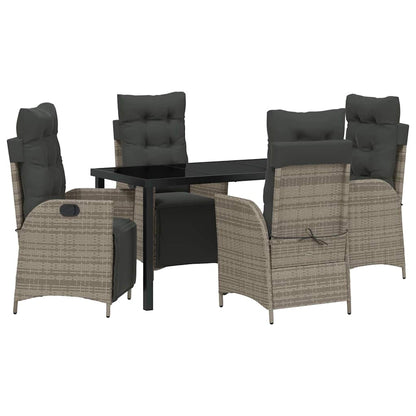 Set da Pranzo per Giardino 5 pcs Grigio Poly Rattan - homemem39