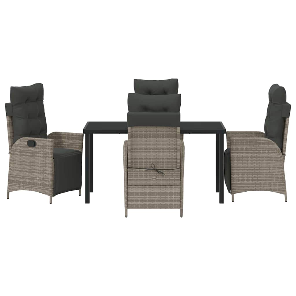 Set da Pranzo per Giardino 5 pcs Grigio Poly Rattan - homemem39
