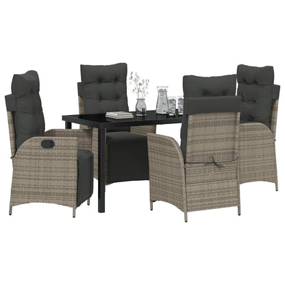 Set da Pranzo per Giardino 5 pcs Grigio Poly Rattan - homemem39