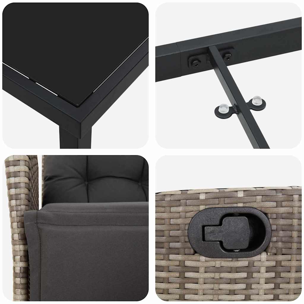 Set da Pranzo per Giardino 7 pcs Grigio Poly Rattan - homemem39