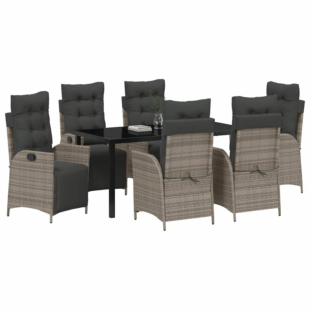 Set da Pranzo per Giardino 7 pcs Grigio Poly Rattan - homemem39