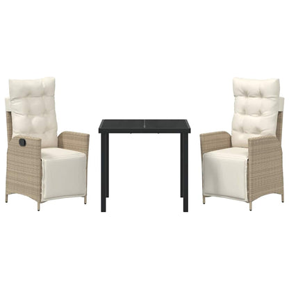 Set da Pranzo per Giardino 3 pcs Beige Poly Rattan - homemem39