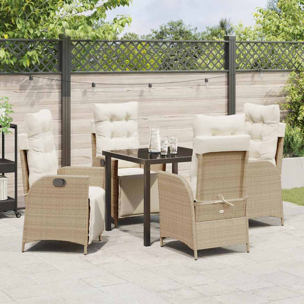 Set da Pranzo per Giardino 5 pcs Beige Poly Rattan - homemem39