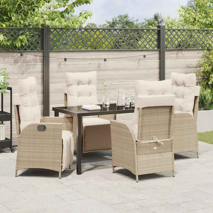 Set da Pranzo per Giardino 5 pcs Beige Poly Rattan - homemem39