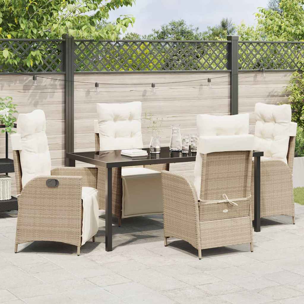 Set da Pranzo per Giardino 5 pcs Beige Poly Rattan - homemem39